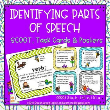Preview of Identifying Parts of Speech Task Cards & Scoot Game