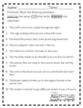 parts of speech worksheet grade 3