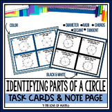 Identifying Parts of a Circle Task Cards and Foldable Note Page