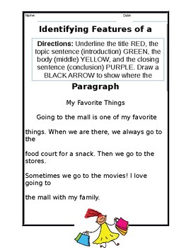 Parts Of Paragraph Worksheet