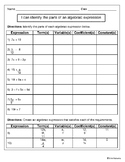 Parts Of Algebraic Expressions Worksheets & Teaching Resources | TpT