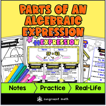 Preview of Identifying Parts of an Expression Guided Notes with Doodles | Sketch Notes