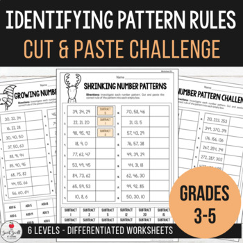 Preview of Identifying Pattern Rules in Growing and Shrinking Number Patterns - Worksheets