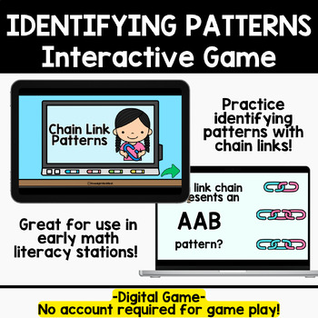 Preview of Identifying Patterns Digital Game, Kindergarten Early Math Literacy Skills, SPED