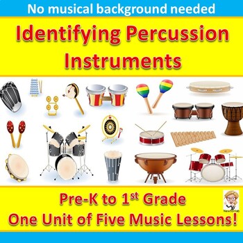 Preview of Identifying Percussion Instruments by Sound & Sight - Pre-K, Kindergarten & 1st