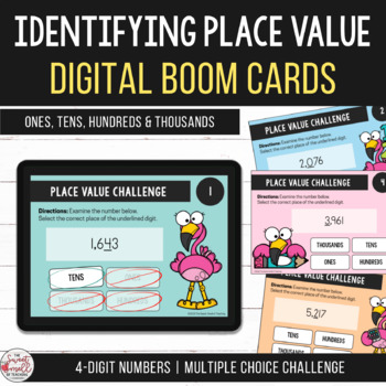 Preview of Identifying Place Value - 4 Digit Numbers Boom Cards Distance Learning
