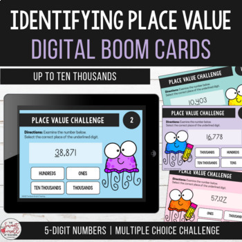 Preview of Identifying Place Value - 5 Digit Numbers Boom Cards Distance Learning