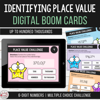 Preview of Identifying Place Value - 6 Digit Numbers Boom Cards Distance Learning