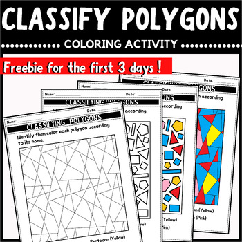 Preview of Identifying Polygons Coloring Activity - Math Geometry - polygons quadrilaterals