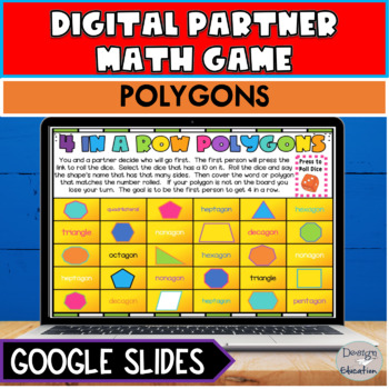 Preview of Identifying Polygons Digital Partner Math Game | 2nd 3rd and 4th Grade Geometry