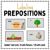Small Prepositions Task Cards - With/Without Labels