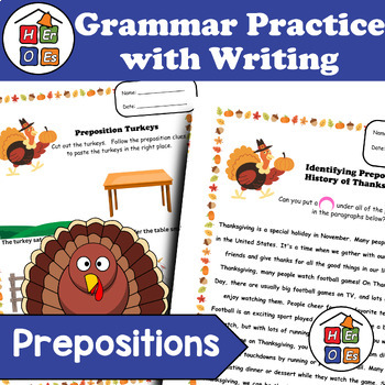 Preview of Identifying Prepositions | Thanksgiving | Grammar and Writing