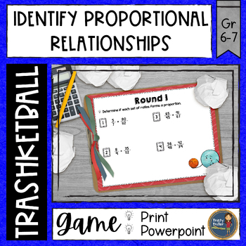 Preview of Identifying Proportional Relationships Trashketball Math Game