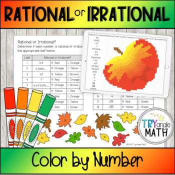Preview of Rational and Irrational Numbers Color by Number AND Pixel Art