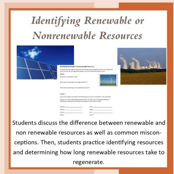Preview of Identifying Renewable and Nonrenewable Resources - distance learning