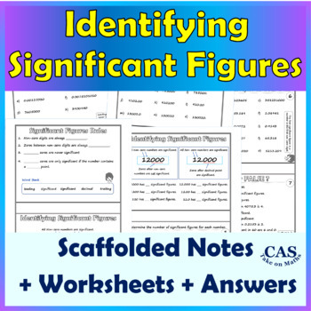 Preview of Identifying Significant Figures | Scaffolded Note| Worksheets + Answers