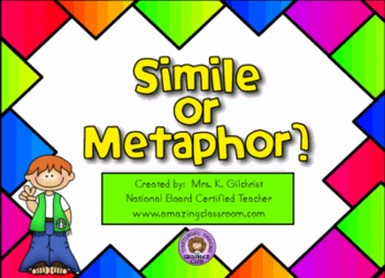 Preview of Identifying Simile or Metaphor Lesson SMART Notebook