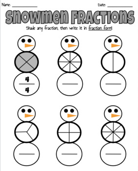 Identifying Snowmen Fractions by Samantha Pellock | TPT