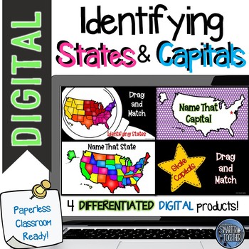 Preview of Identifying States and Capitals - Digital