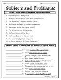 Subjects and Predicates Extra Practice Worksheets