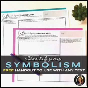Preview of Identifying Symbolism FREE Handout Distance Learning