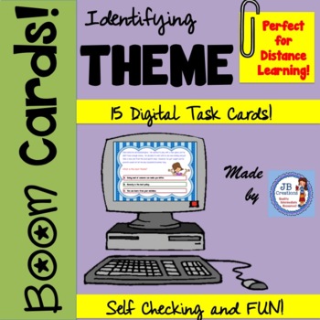 Preview of Digital BOOM Task Cards: Identifying THEME (distance Learning)