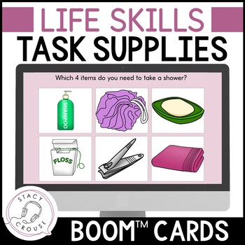 Preview of Life Skills BOOM™ CARDS Task Supplies Activities of Daily Living