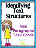 Identifying Text Structures- Mini Paragraphs/Task Cards