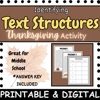 Preview of Identifying Thanksgiving Text Structures