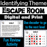 Identifying Theme Escape Room ELA (Central Message: Reading Comprehension)