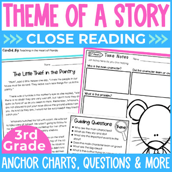 Preview of Identifying and Determining Theme Activities - Theme Anchor Chart 3rd Grade