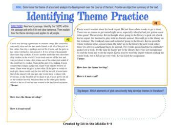 Preview of Identifying Theme Practice - FREE DOWNLOAD