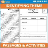 5 Identifying Theme Reading Passages & Practice Worksheets