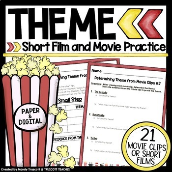 Preview of Theme Activity using Pixar-esque Short Films & Movie Clips: Paper & Digital