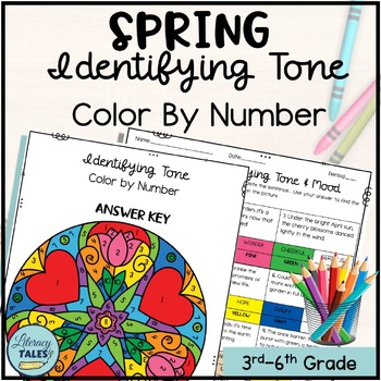Preview of Identifying Tone Color By Number Reading Comprehension Worksheets 