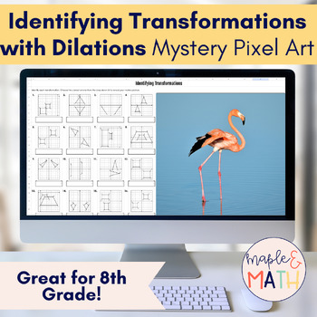 Preview of Identifying Transformations (with Dilations) Digital Pixel Art Activity 8th