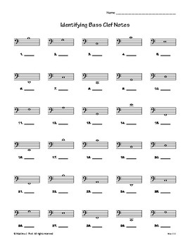 Preview of Identifying Bass Clef Notes