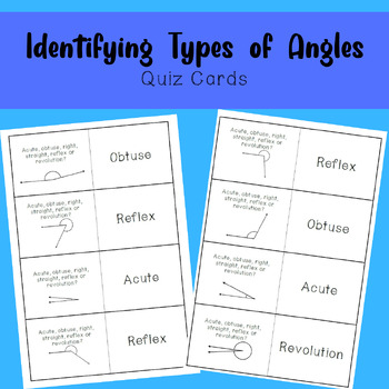 Preview of Identifying Types of Angles - Quiz Cards