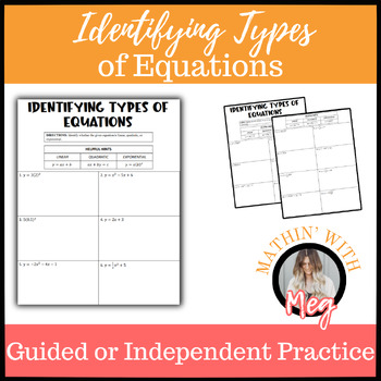 Preview of Identifying Types of Equations (Linear, Quadratic, or Exponential) | Algebra 1