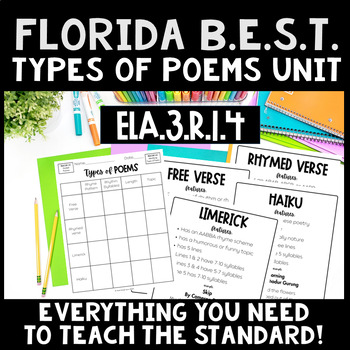Preview of Identifying Types of Poems | ELA.3.R.1.4| 3rd Grade FL B.E.S.T. Standards Unit