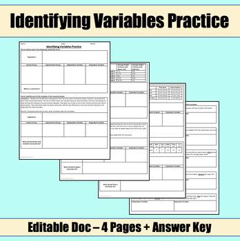 Preview of Identifying Variables Practice