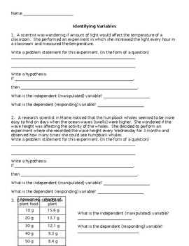 research variables worksheet