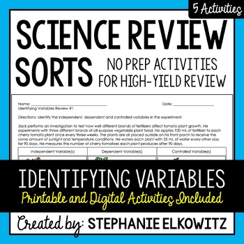 Preview of Identifying Variables Review | Printable, Digital & Easel