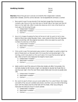 Identifying Variables and Controls Practice Worksheet with Minecraft