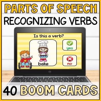 Preview of Identifying Verbs Action Words Yes or No Digital BOOM CARDS