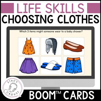 Preview of Life Skills Choosing Clothes Functional Language Speech Therapy BOOM™ CARDS