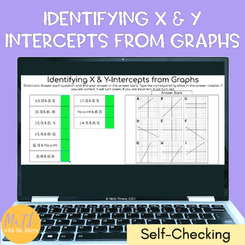 Preview of Identifying X & Y intercepts from Graphs Digital Self Checking Activity Algebra
