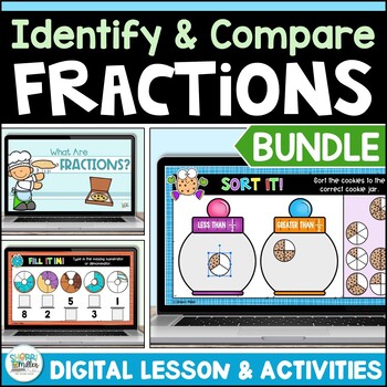 Preview of Introduction, Identifying & Comparing Fractions Practice Activities Mini BUNDLE