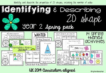 Preview of Identifying and Describing 2D Shapes Spring Pack UK Curriculum