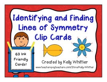 Preview of Identifying and Finding Lines of Symmetry Clip Cards - Self Checking